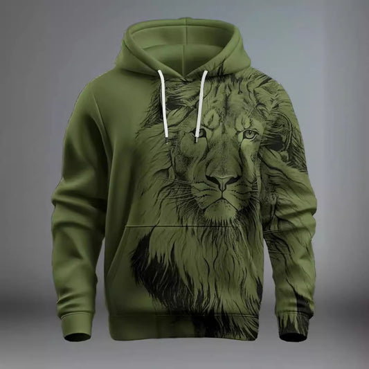 Fashion Brand Lion's Head 3D Hoodie Fashion Men