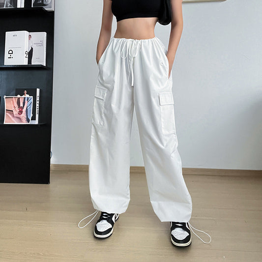 Wide Leg Loose Plus Size Tether Straight Cargo Pants Trousers