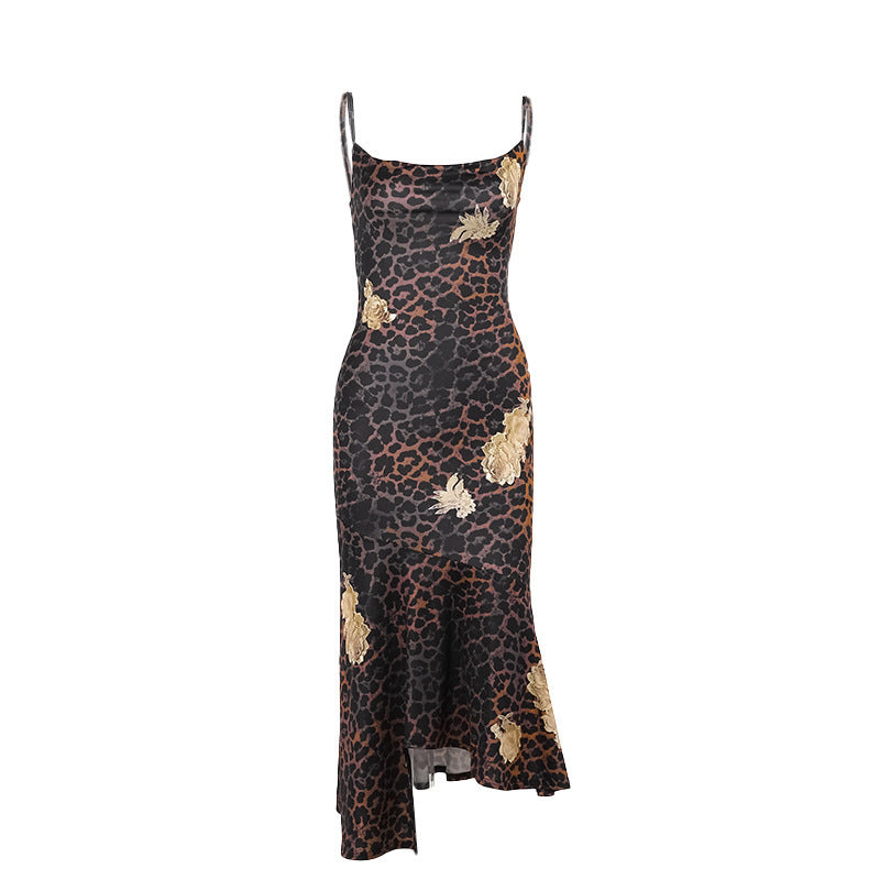 Sexy Leopard Print Printing Slip Dress Women