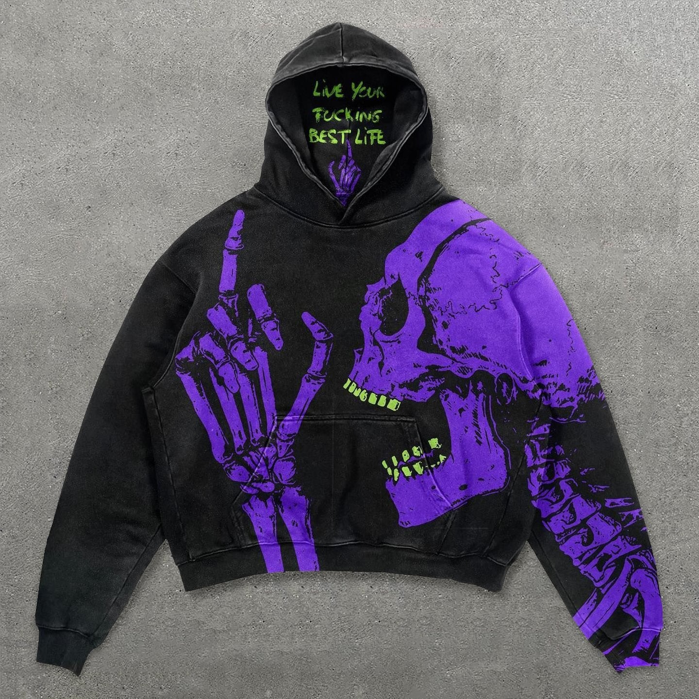 Skull Long Sleeve Printed Hoodie