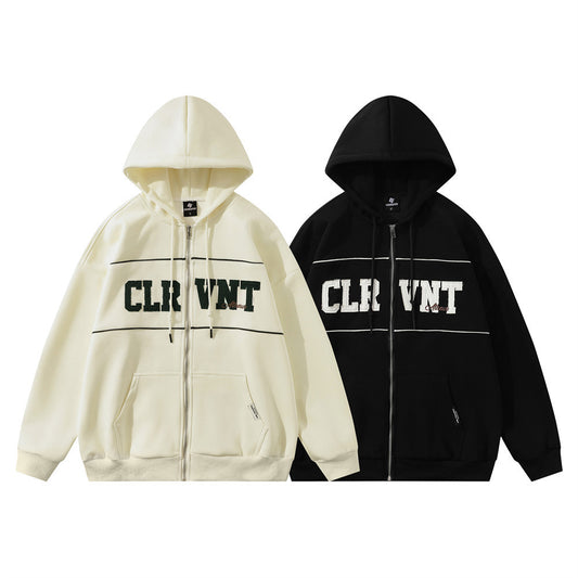 Patch Letter Hooded Zipper