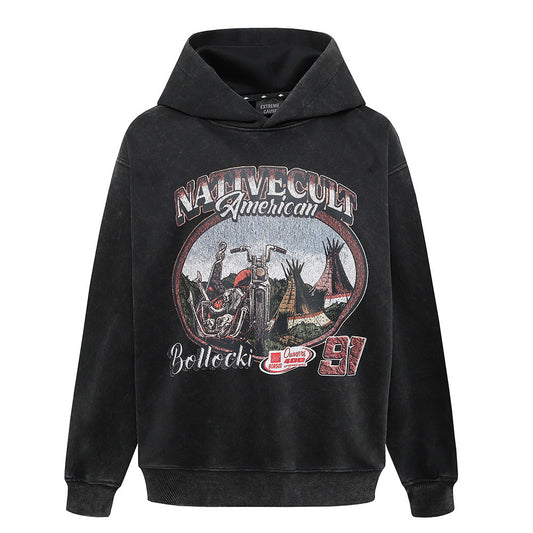 Motorbike Printed Hoodie Men's