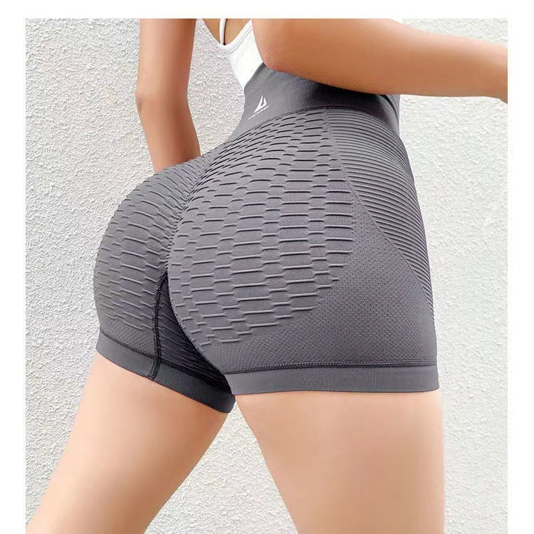 Grid Design Shorts Gym Yoga High Waist Fitness Sports Pants