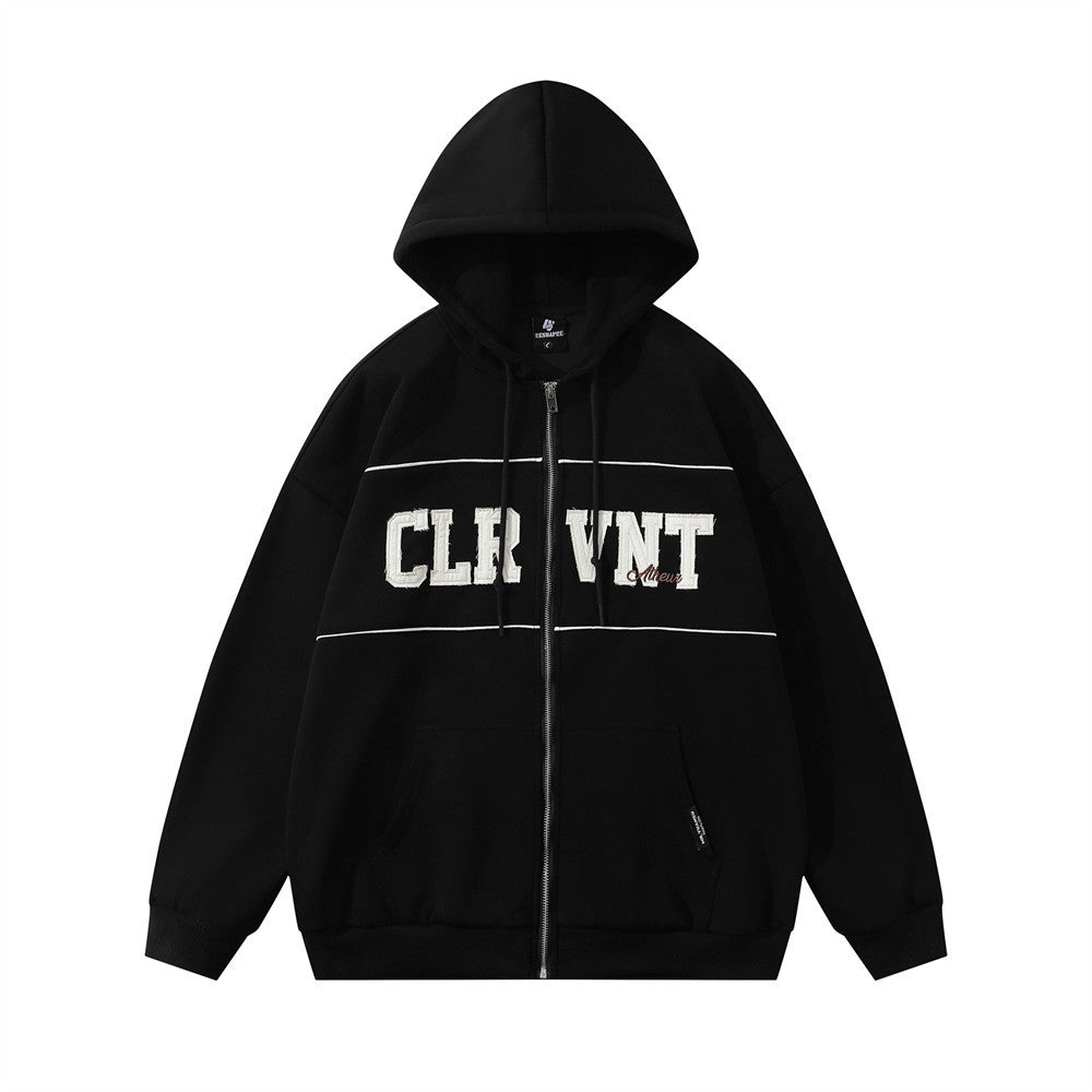 Patch Letter Hooded Zipper