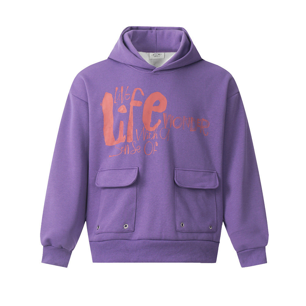 Fashion Graffiti Letters Printed Hoodie Men