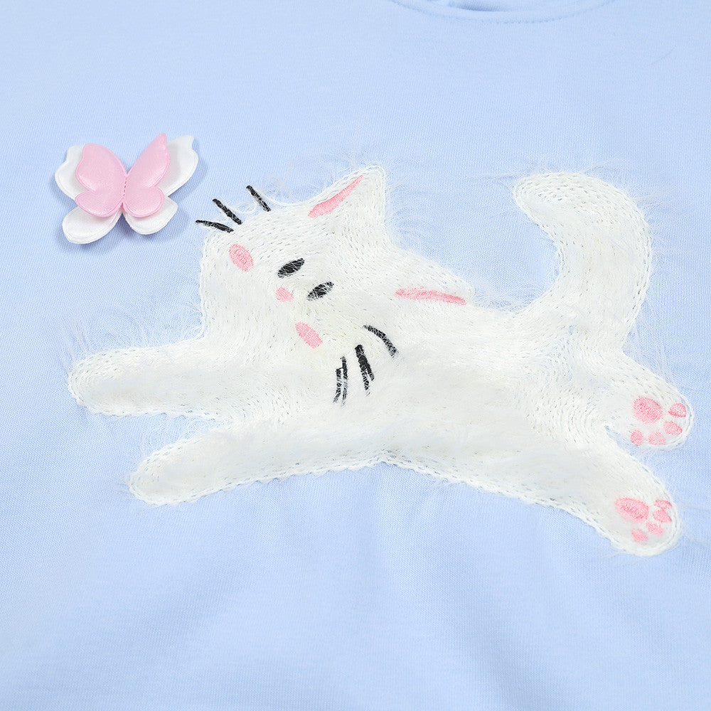 Butterfly Kitten Chain Embroidery Loose Hoodie