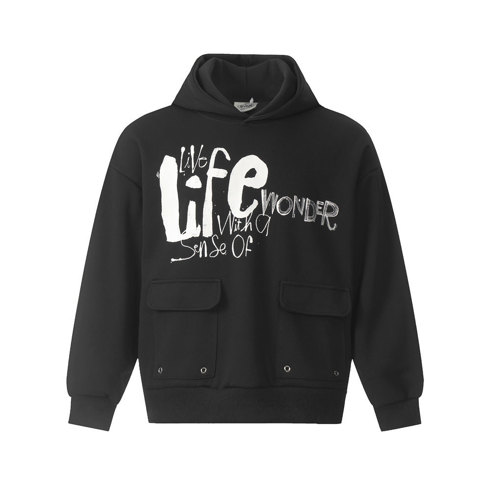 Fashion Graffiti Letters Printed Hoodie Men