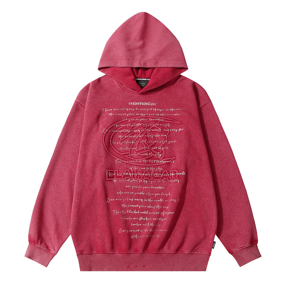 Men's Letter Printed Distressed Hoodie