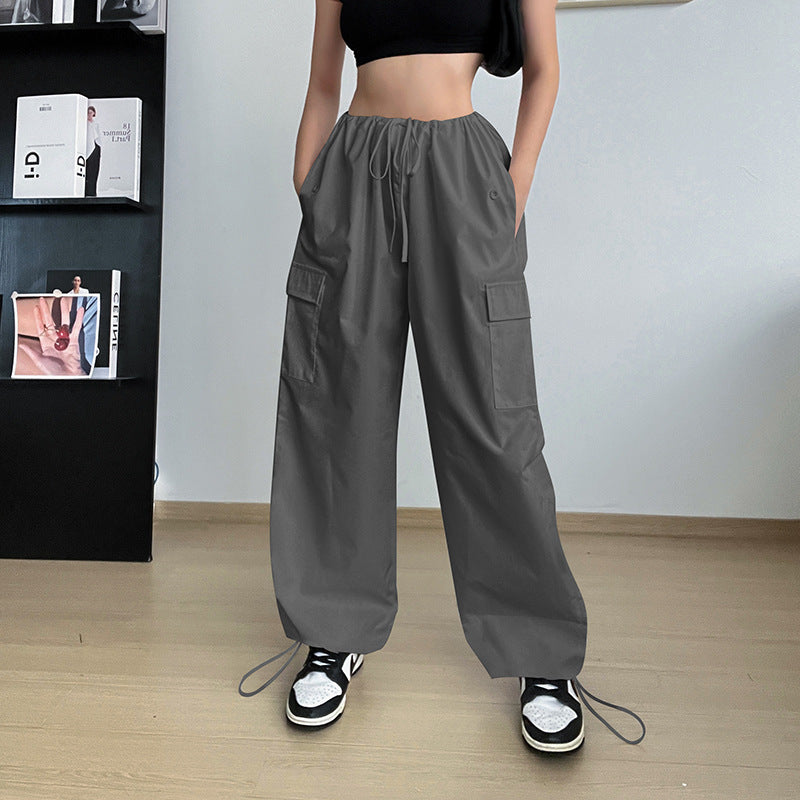 Wide Leg Loose Plus Size Tether Straight Cargo Pants Trousers