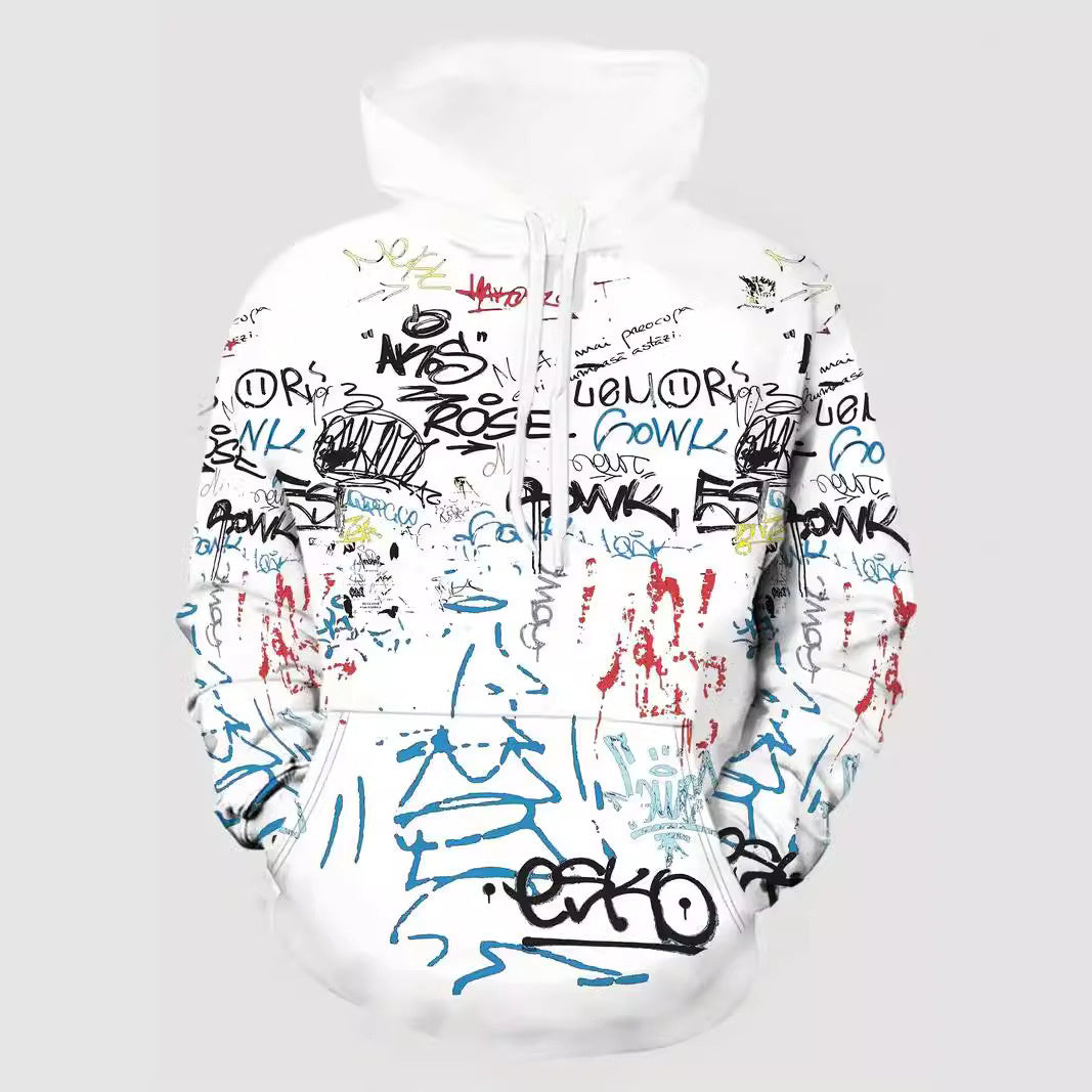 Men's Printed Letter Hoodie