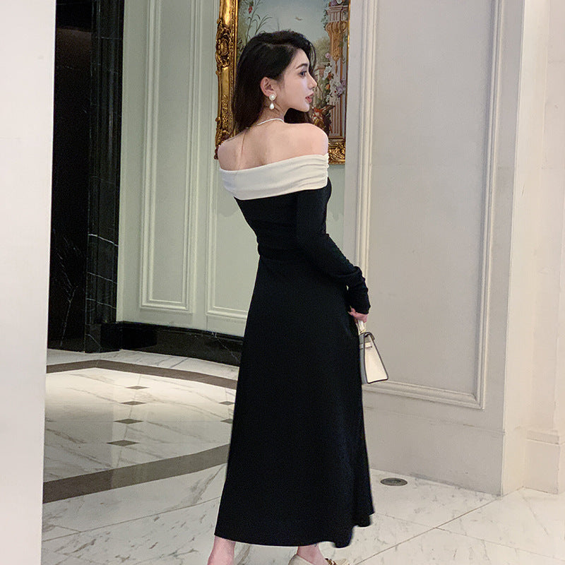 Off-shoulder Knitted Dress Women