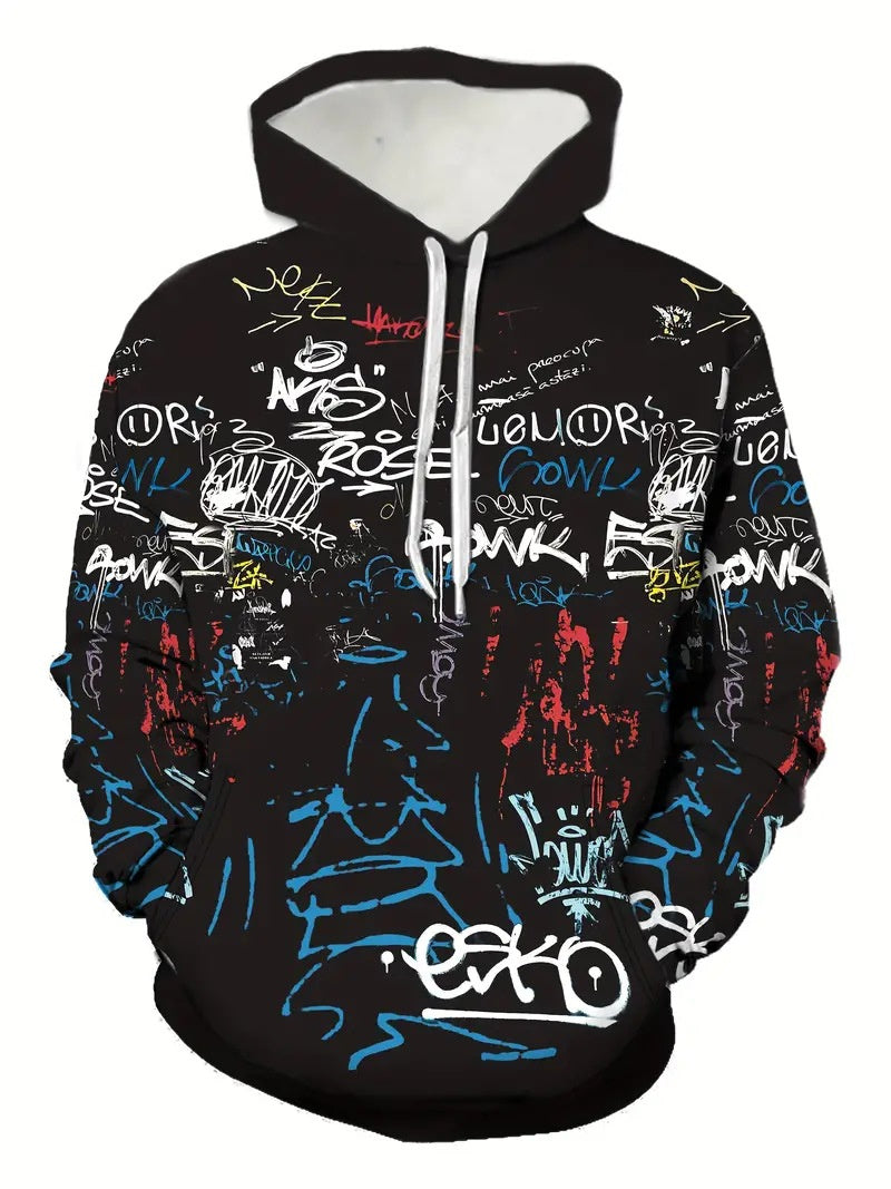 Men's Printed Letter Hoodie