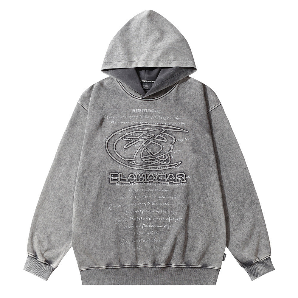 Men's Letter Printed Distressed Hoodie