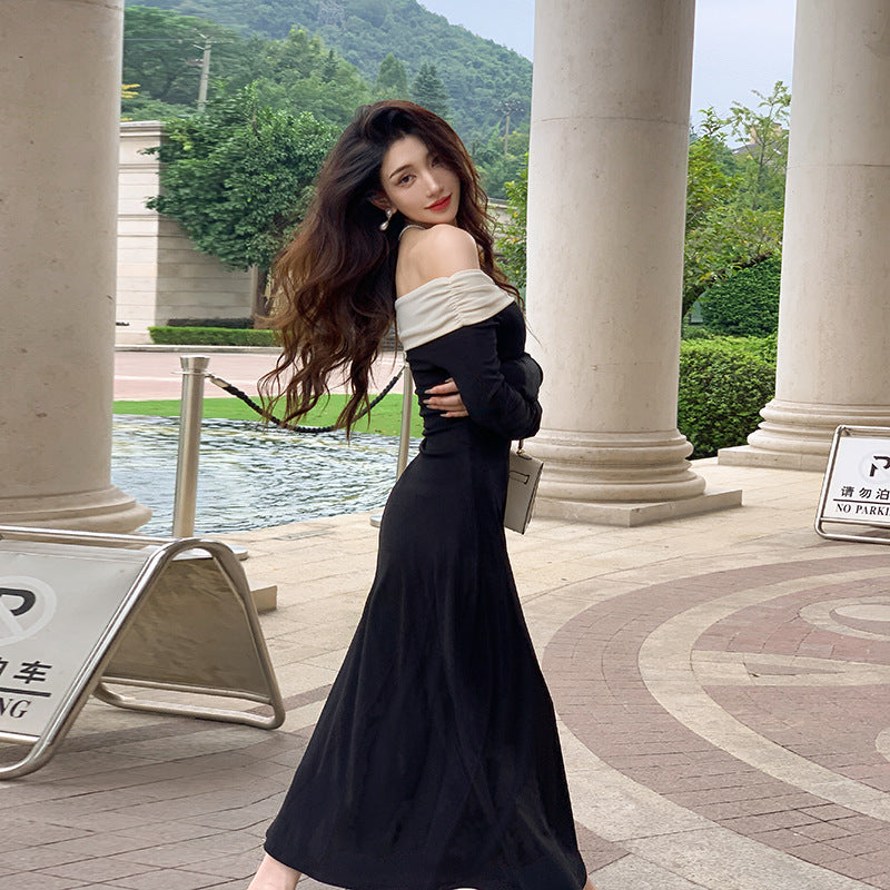 Off-shoulder Knitted Dress Women