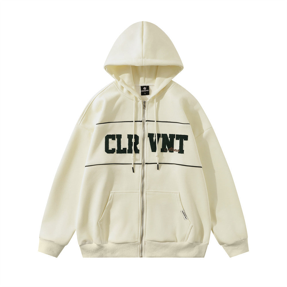 Patch Letter Hooded Zipper