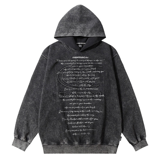 Men's Letter Printed Distressed Hoodie