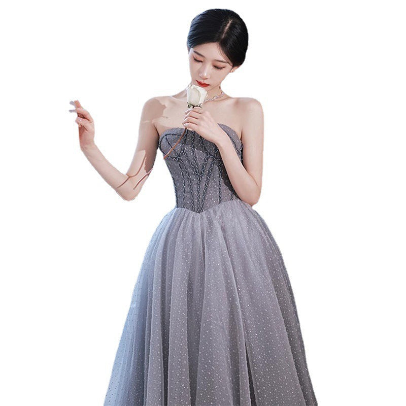 Summer New French Fairy Temperament Heavy Industry Birthday Gift Banquet Host Evening Dress For Women